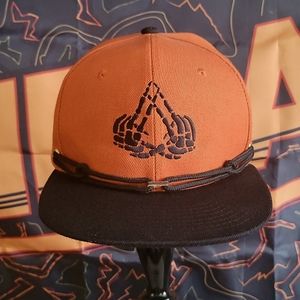Findlay Hats Snapback Exosso Skull Hands Burnt Orange Black Crown